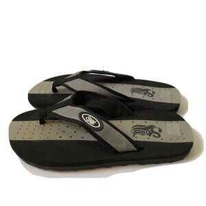 Strand  vintage flip flops thong sandals black foam fabric strap Men Size 8/9